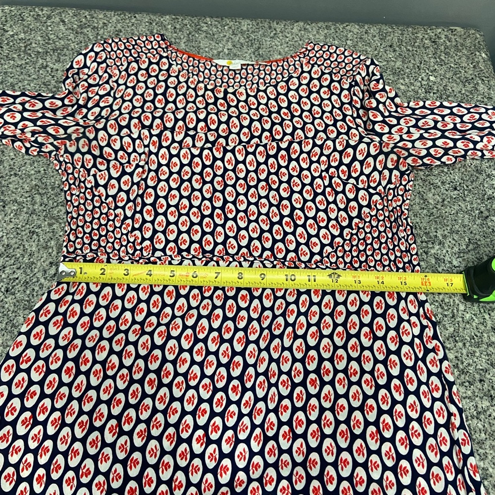 BODEN 8L Lightweight Floral Tunic Dress Long Sleeve Bell Cuff Navy Red Casual - Picture 12 of 16